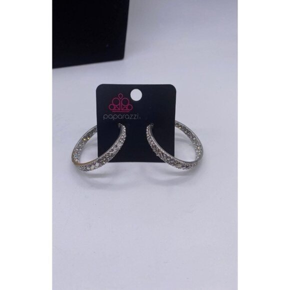 Glitzy By Association-White Earrings - item 46 - Picture 1 of 6